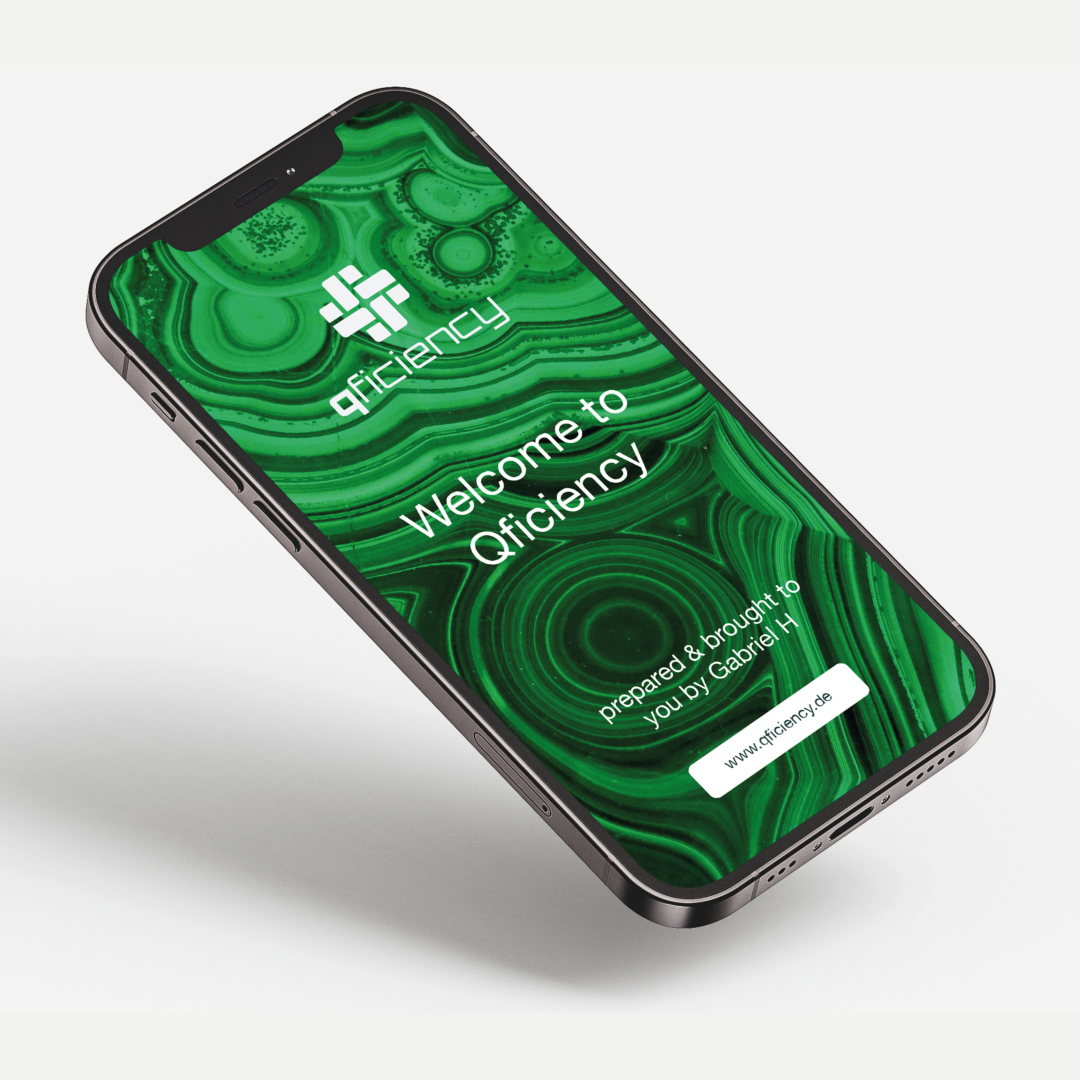 Qficiency Mobile app with logo in use